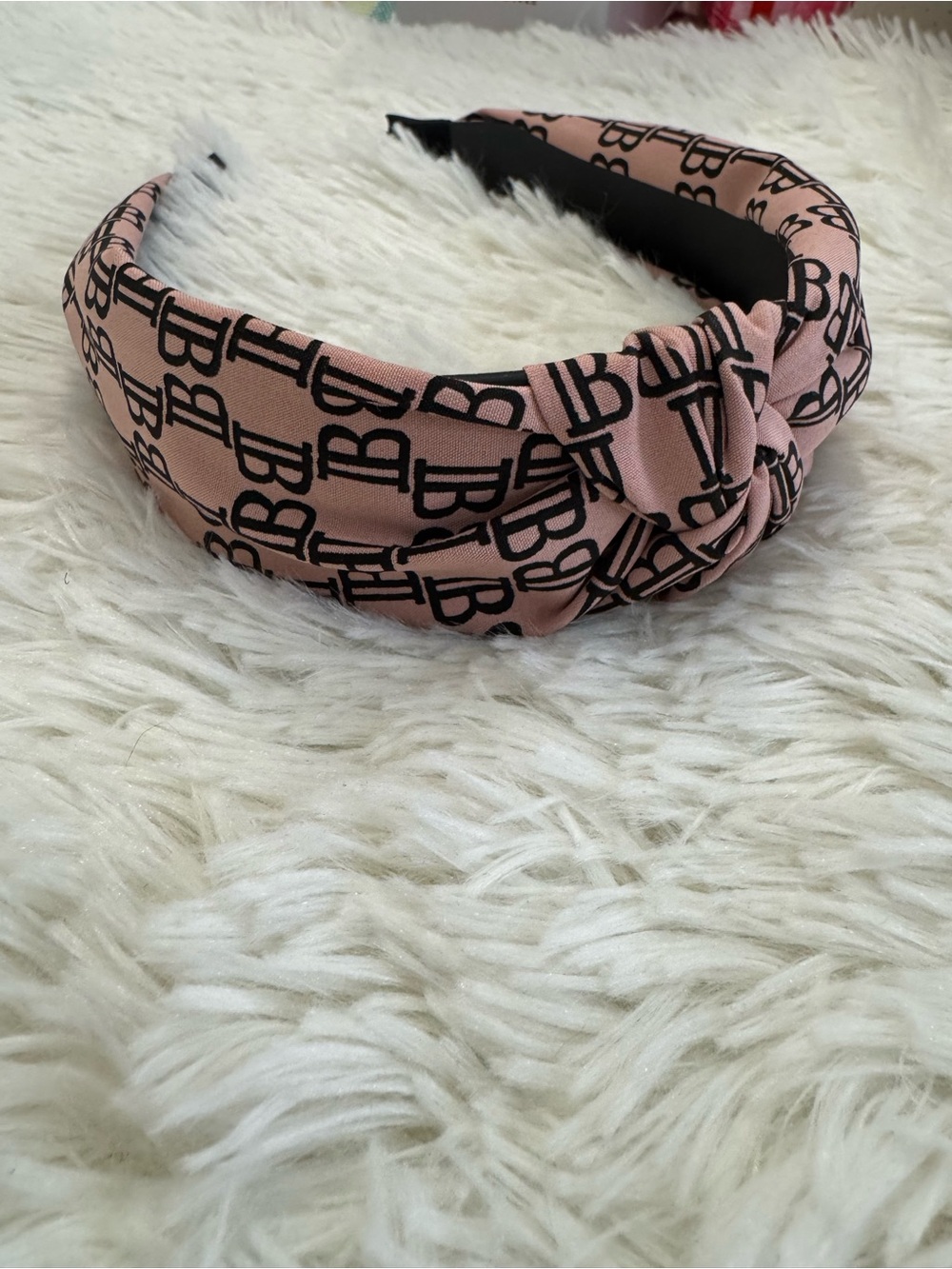 Fashion stylish  Monogram Knot Headband - black & Pink